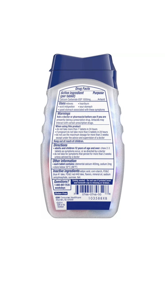 Tums Extra Strength, Ultra Strength 1000 Assorted Antacid Tablets image 1