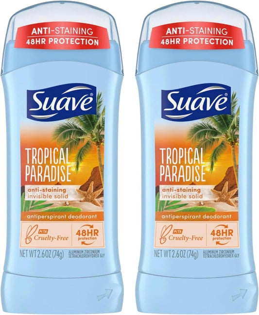 Suave Antiperspirant Deodorant 76ml/2.6oz Invisible Solid pack of 2