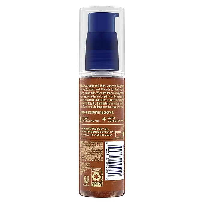 Vaseline Illuminate Me Shimmering Body Oil Created for Melanin Rich Skin, Illuminates Skin with Finishing Touch of Shimmer for Glowing Skin 3.3 oz image 3