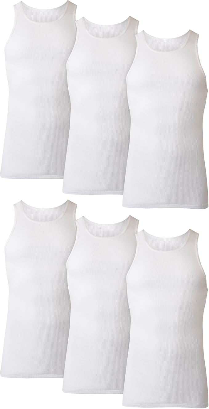 Hanes Men's Cotton Ribbed Tank Top Tanks Undershirt Wifebeaters Vests 6 pack image 5