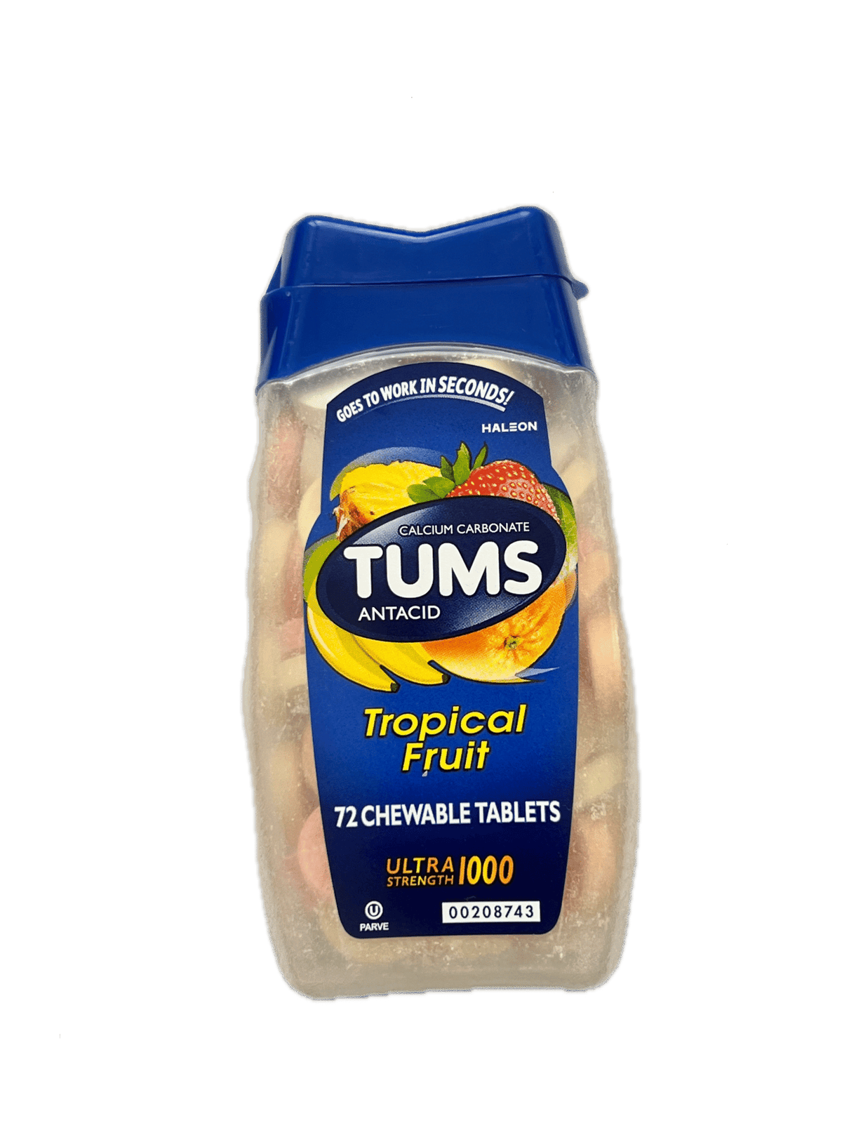 Tums Extra Strength, Ultra Strength 1000 Assorted Antacid Tablets - Tropical Fruit, 72 Tums -Ultra Strength 1000 image