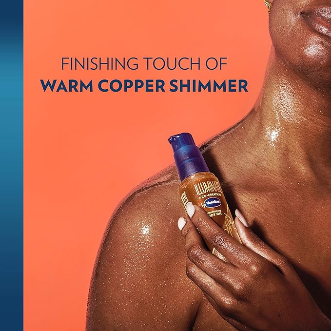 Vaseline Illuminate Me Shimmering Body Oil Created for Melanin Rich Skin, Illuminates Skin with Finishing Touch of Shimmer for Glowing Skin 3.3 oz image 2