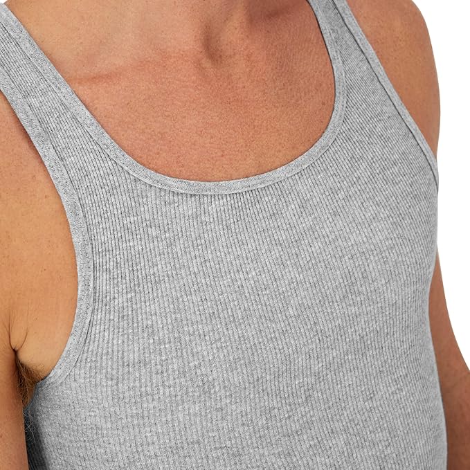 Hanes Men's Cotton Ribbed Tank Top Tanks Undershirt Wifebeaters Vests 6 pack image 7