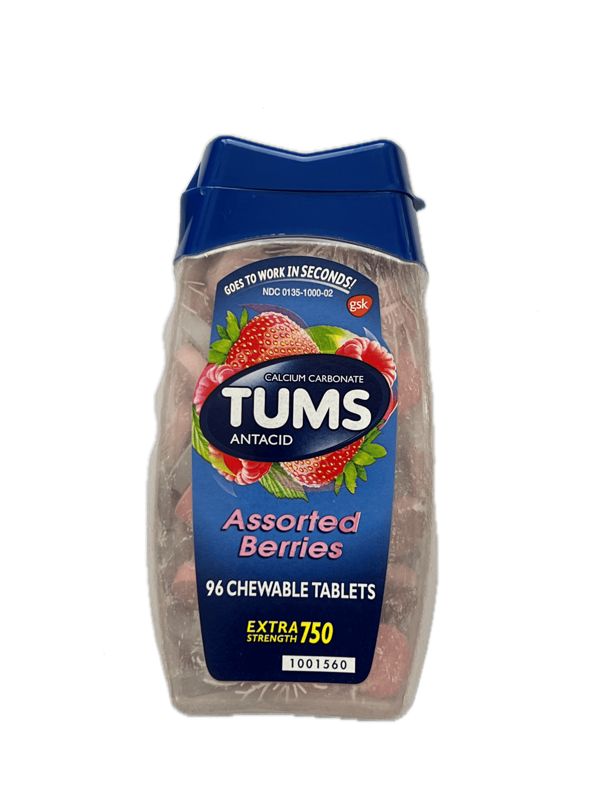 Tums Extra Strength, Ultra Strength 1000 Assorted Antacid Tablets - Assorted Berries, 96 Tums -Extra Strength 750 image