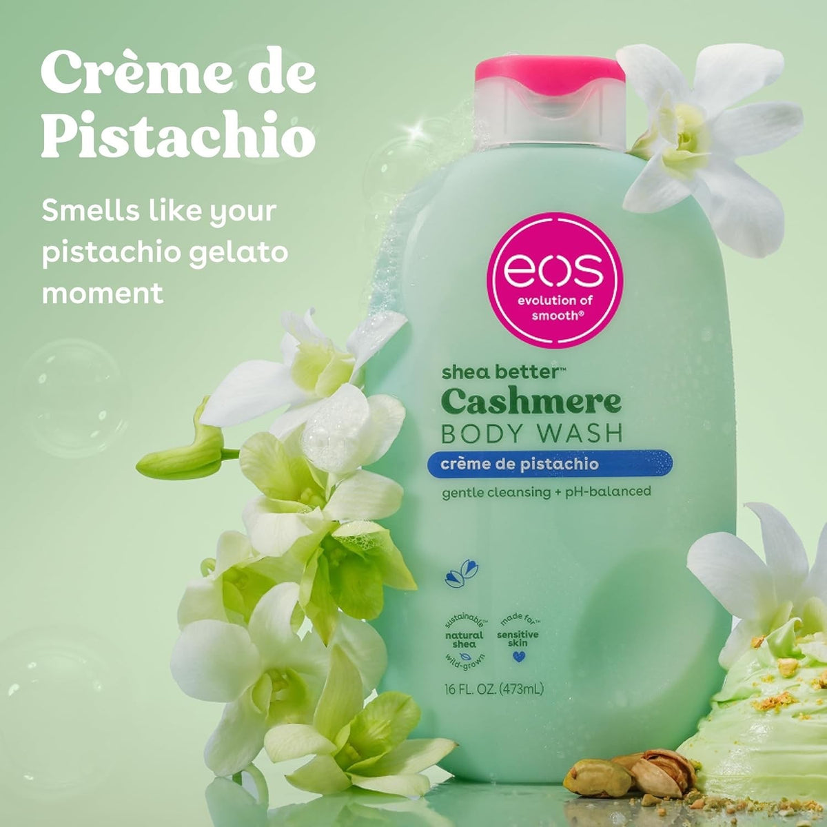 eos Shea Better Cashmere Body Wash,  Pink Champagne, Vanilla, Pistachio Creamy Gel 16 fl oz