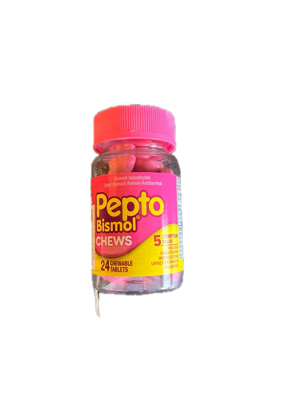 Pepto Bismol Chewable Tablets, Fast and Effective Digestive Relief from Nausea, Heartburn, Indigestion, Upset Stomach, Diarrhoea, 24 count