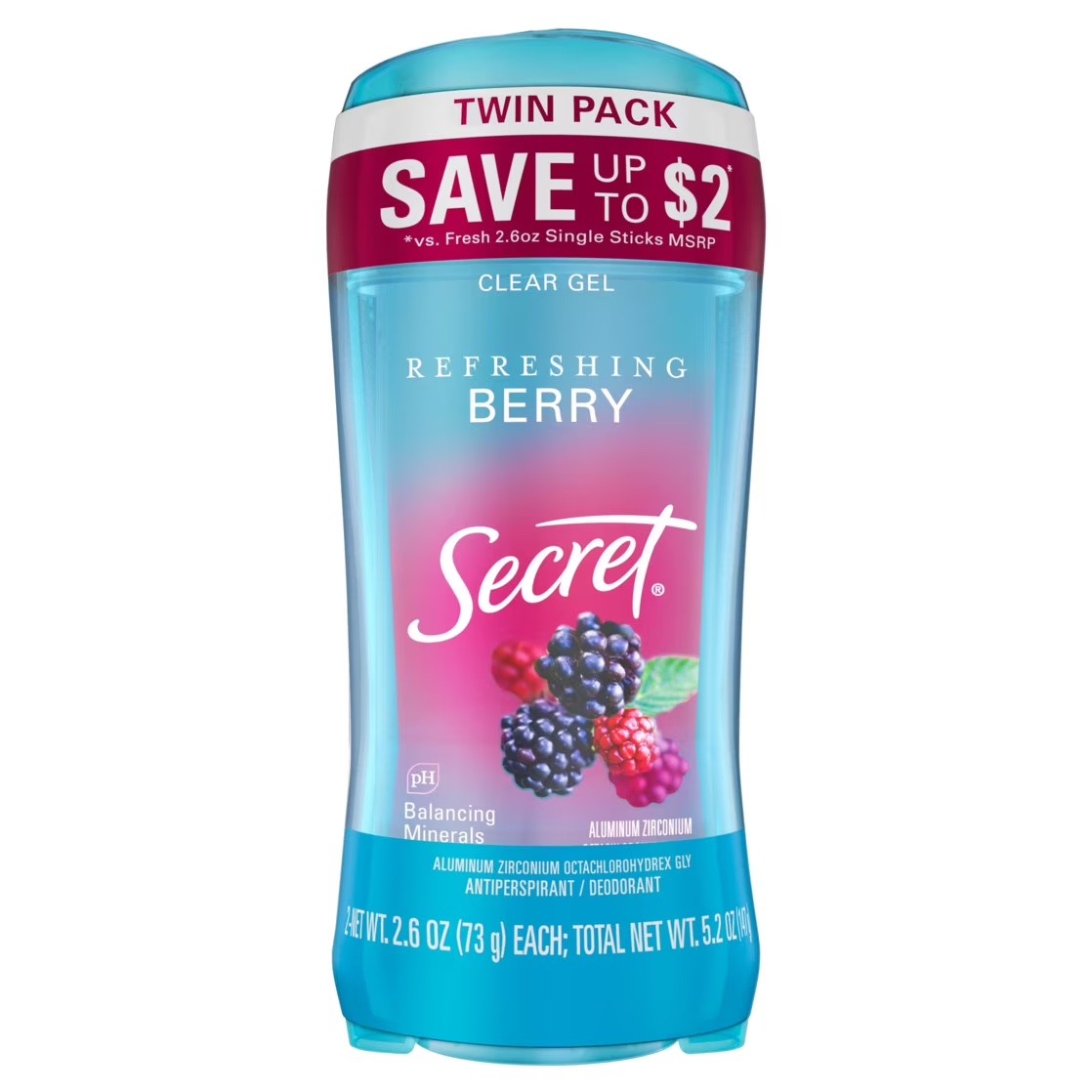 Secret Clear Gel Antiperspirant Deodorant for Women, 72hr Breathable Sweat & Odour Protection, Instant Freshness & Gentle, PH Balancing Minerals, 2.6 oz