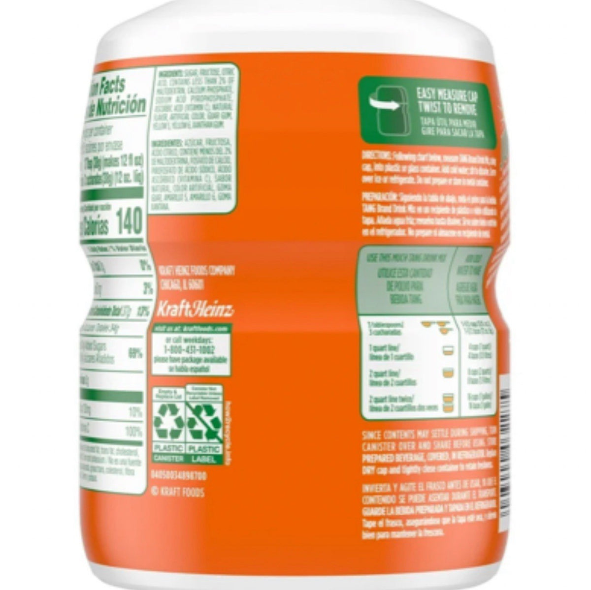 Tang Orange Drink Powder Mix 566g 20oz Tub – Makes 5.5 Litres