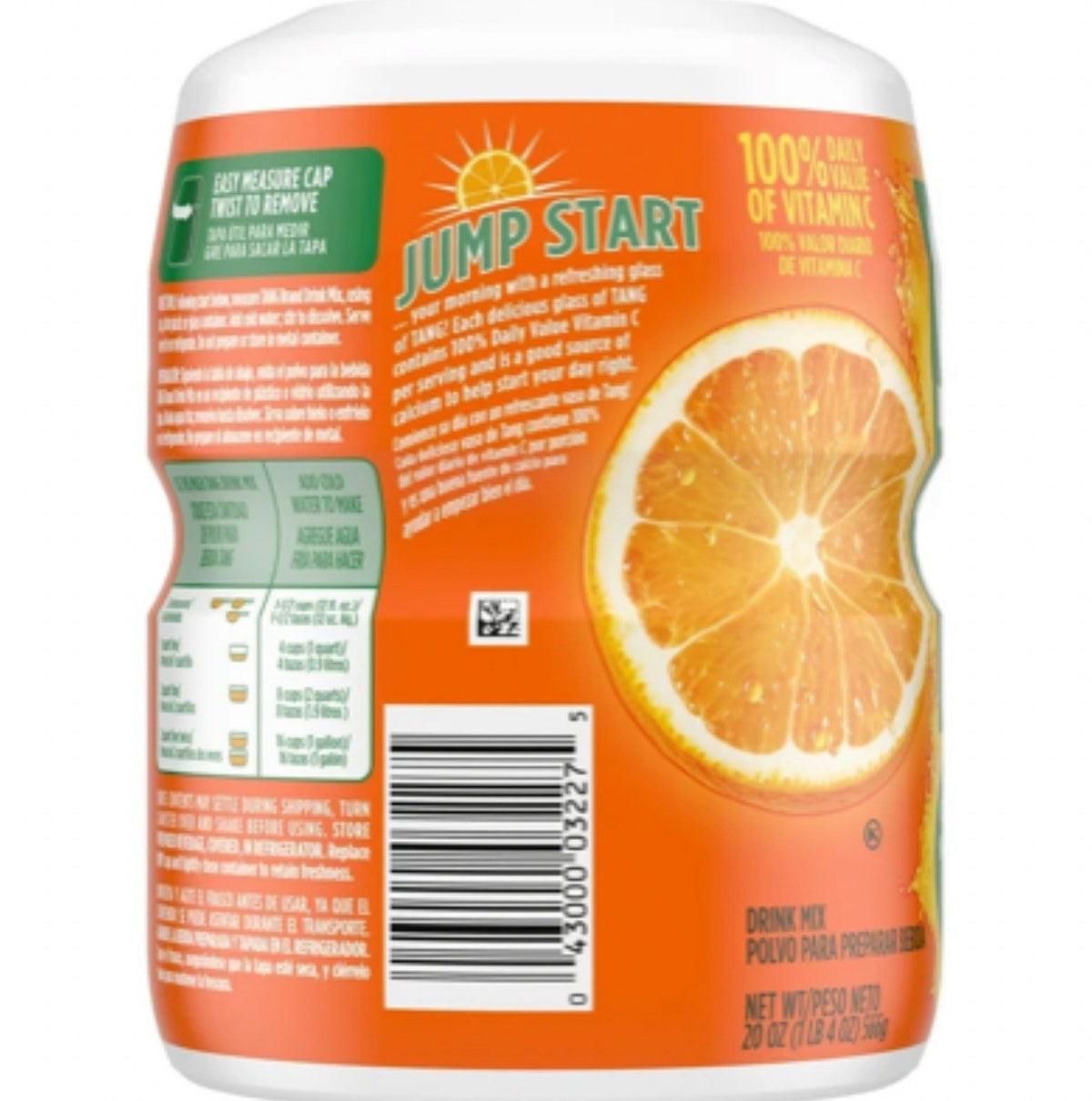 Tang Orange Drink Powder Mix 566g 20oz Tub – Makes 5.5 Litres
