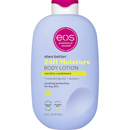 eos Shea Better Body Lotion Vanilla Cashmere, 24-Hour Moisture Skin Care, Lightweight & Non-Greasy, Natural Shea, Vegan, Vanilla Body Lotion, 16 fl oz - Vanilla Cashmere image