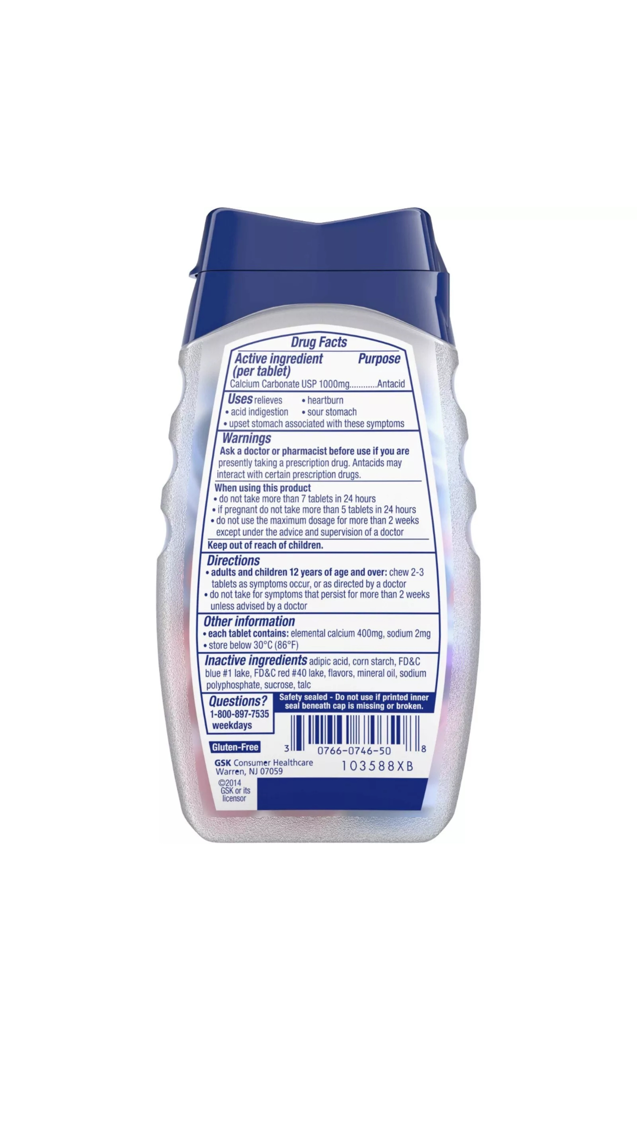 Fact for Tums 96 count Extra Strength and Ultra Strength 1000 Assorted Antacid Tablets for fast heartburn and acid indigestion relief