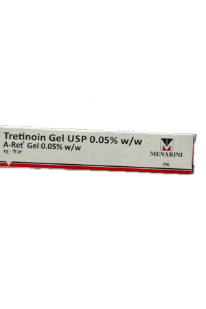 A-Ret Tretinoin Gel 0.05% 20g tube for acne treatment and skin renewal