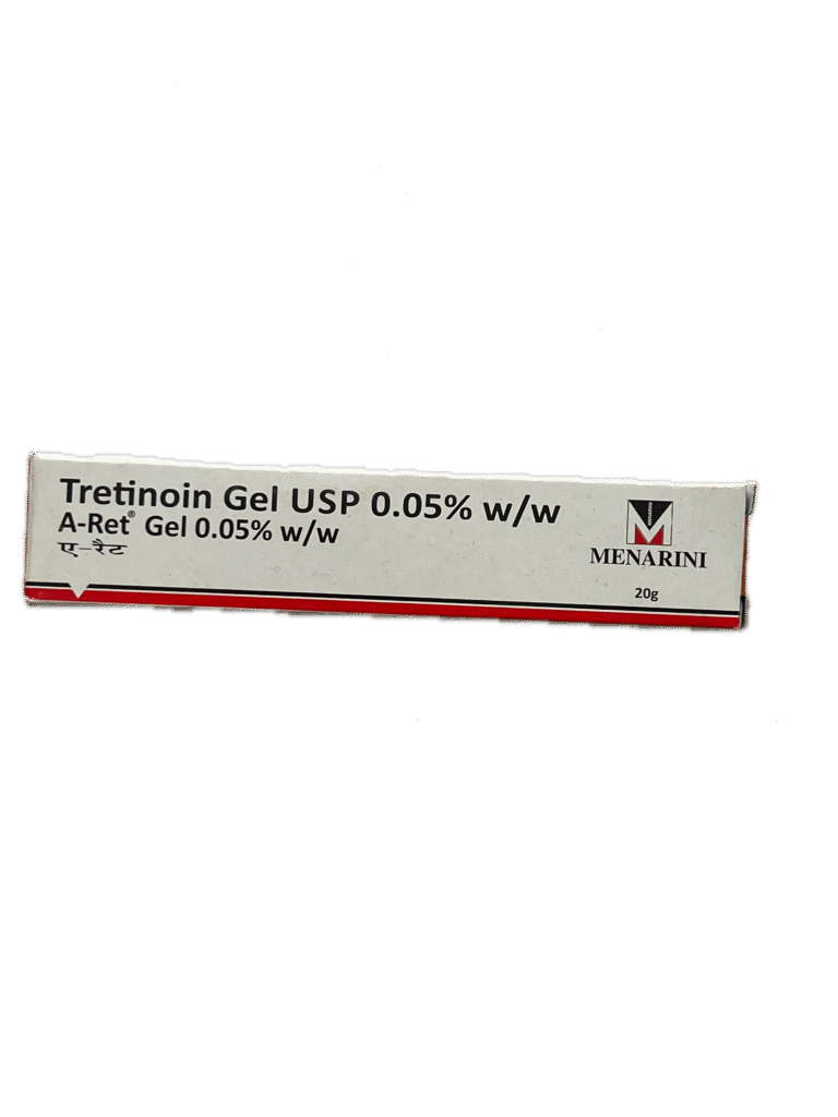A-Ret Tretinoin Gel 0.05% 20g tube for acne treatment and skin renewal