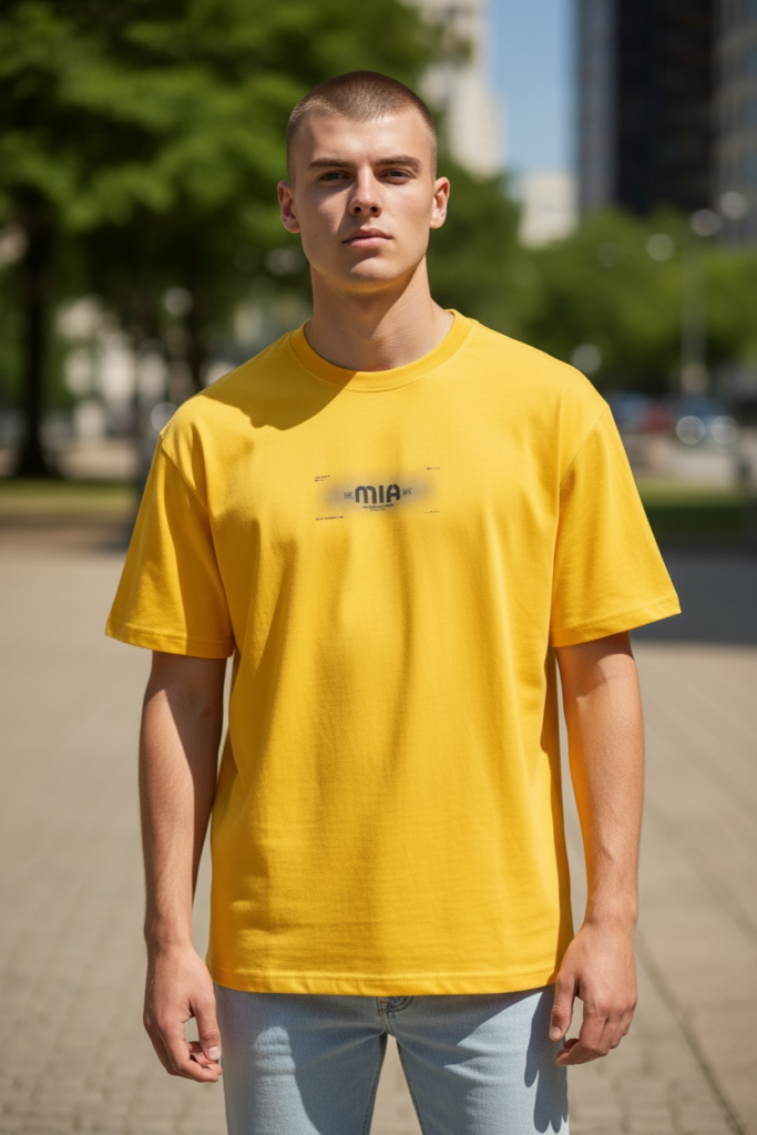 MIA Missing In Action yellow cotton blend t-shirt for men and women casual graphic tee
